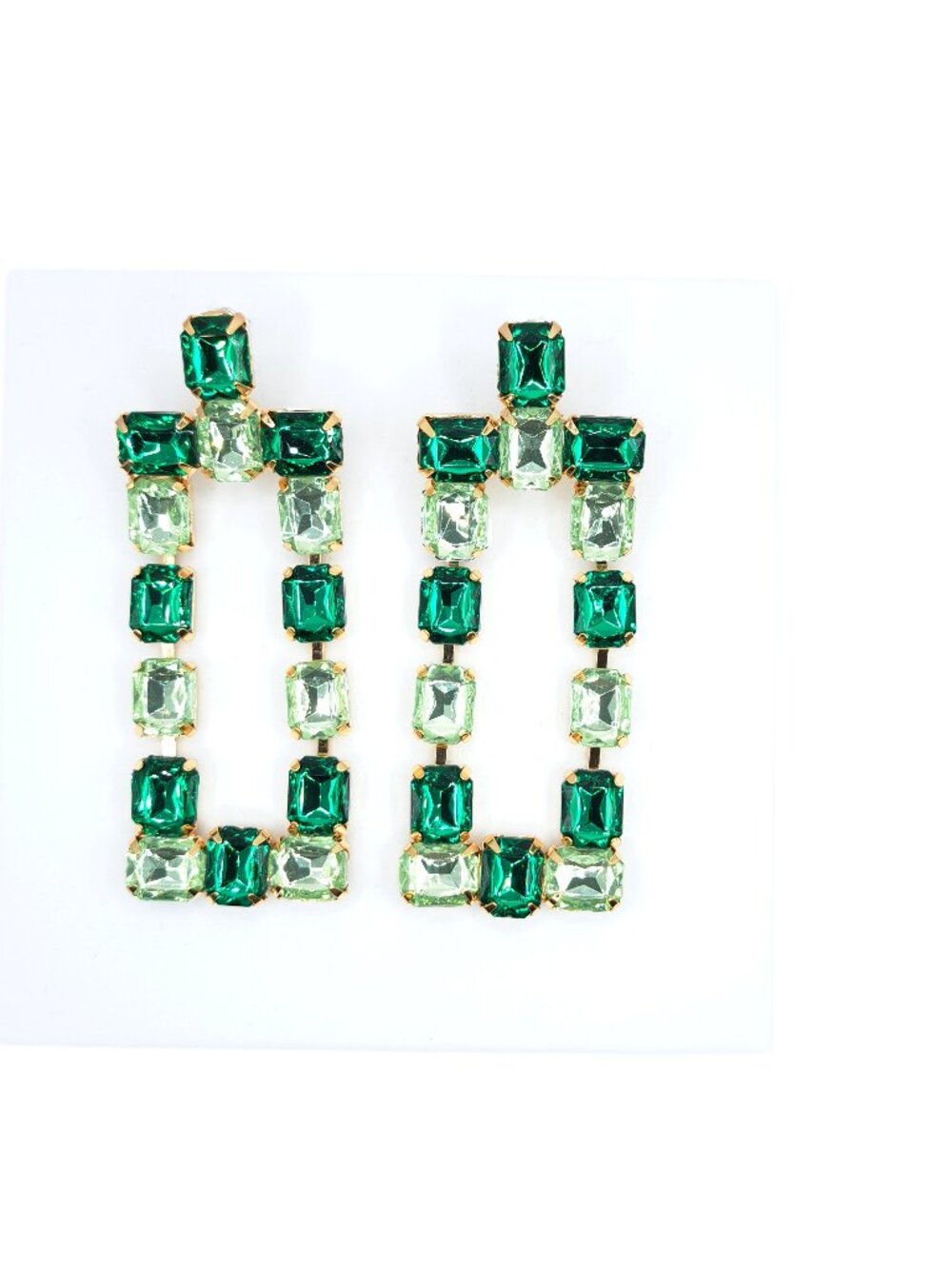 NWOT Two‑Tone Green Rectangle Drops